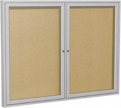 Ghent - 48" Wide x 36" High Enclosed Cork Bulletin Board - Vinyl, Caramel - Benchmark Tooling