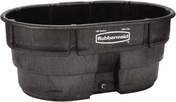 Rubbermaid - 150 Gallon Black Oval Plastic Stock Tank - 25" High x 39" Diam - Benchmark Tooling