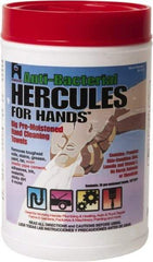 Hercules - Pre-Moistened Hand Cleaning Wipes - Canister, 12" x 10" Sheet Size, White - Benchmark Tooling