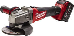 Milwaukee Tool - 4-1/2 & 5" Wheel Diam, 8,500 RPM, Cordless Angle & Disc Grinder - 5/8-11 Spindle, 18 Volts - Benchmark Tooling