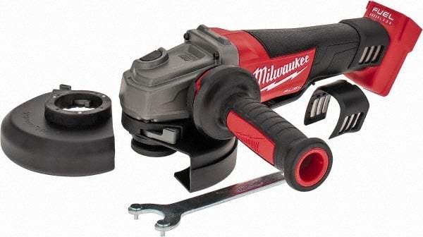 Milwaukee Tool - 4-1/2 & 5" Wheel Diam, 8,500 RPM, Cordless Angle & Disc Grinder - 5/8-11 Spindle, 18 Volts - Benchmark Tooling