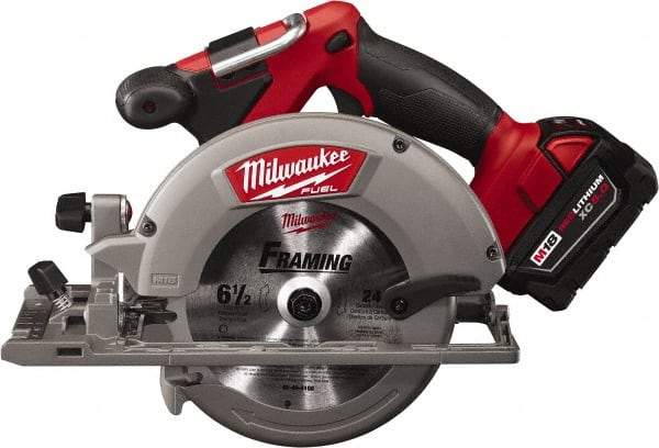 Milwaukee Tool - 18 Volt, 6-1/2" Blade, Cordless Circular Saw - 5,000 RPM, 1 Lithium-Ion Battery Included - Benchmark Tooling