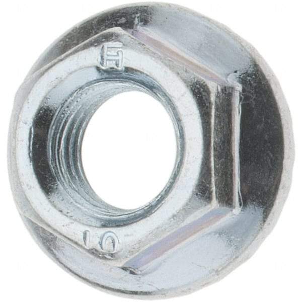 Value Collection - M8, 17.5mm Flange Diam, 8mm High, 12mm Across Flats, Flange Nut - Steel, Zinc-Plated Finish, JIS B 1190 - Benchmark Tooling