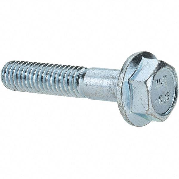 Value Collection - M6x1.00 Metric Coarse, 30mm Length Under Head, Hex Drive Flange Bolt - 20mm Thread Length, Grade 10.9 Alloy Steel, Smooth Flange, Zinc-Plated Finish - Benchmark Tooling