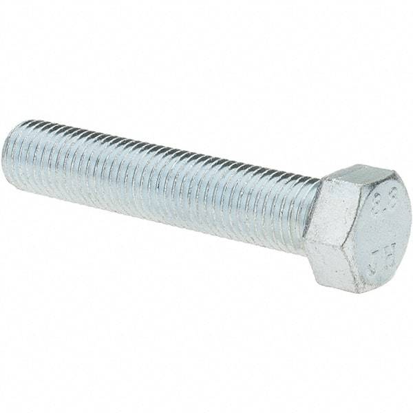 Value Collection - M10x1.25mm Metric Fine, 50mm Length Under Head Hex Head Cap Screw - Partially Threaded, Grade 8.8 Steel, Zinc-Plated Finish, 17mm Hex - Benchmark Tooling