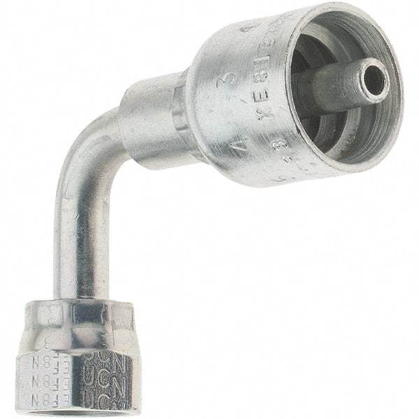 Parker - Seal-Lok Steel Hydraulic Hose Female Seal-Lok Swivel & 90° Elbow - -4 Hose Size, 1/4" Hose Diam - Benchmark Tooling