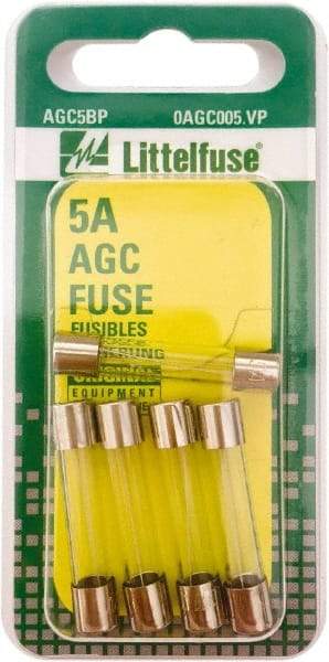 Value Collection - 5 Amp, Fast-Acting Miniature Glass/Ceramic Fuse - 1-1/4" OAL, 1/4" Diam - Benchmark Tooling