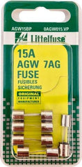 Value Collection - 32V AC/DC, 15 Amp, Fast-Acting Miniature Glass/Ceramic Fuse - 7/8" OAL, 1/4" Diam - Benchmark Tooling