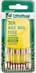 Value Collection - 32V AC/DC, 30 Amp, Fast-Acting Miniature Glass/Ceramic Fuse - 7/8" OAL, 1/4" Diam - Benchmark Tooling