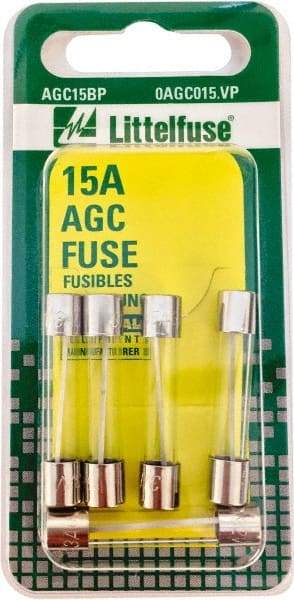 Value Collection - 32V AC/DC, 15 Amp, Fast-Acting Miniature Glass/Ceramic Fuse - 1-1/4" OAL, 1/4" Diam - Benchmark Tooling