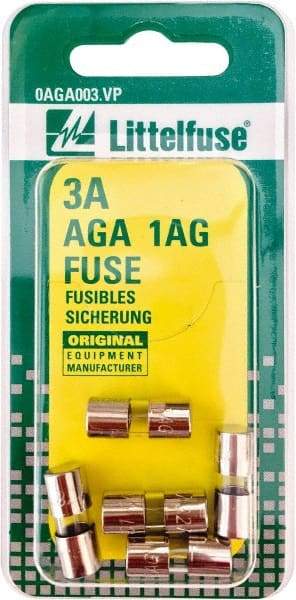 Value Collection - 32V AC/DC, 3 Amp, Fast-Acting Miniature Glass/Ceramic Fuse - 5/8" OAL, 1/4" Diam - Benchmark Tooling