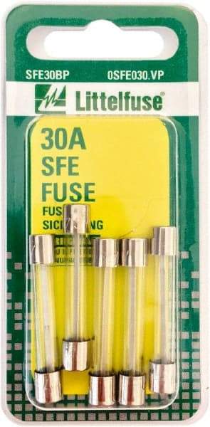 Value Collection - 32V AC/DC, 30 Amp, Fast-Acting Miniature Glass/Ceramic Fuse - 1-7/16" OAL, 1/4" Diam - Benchmark Tooling