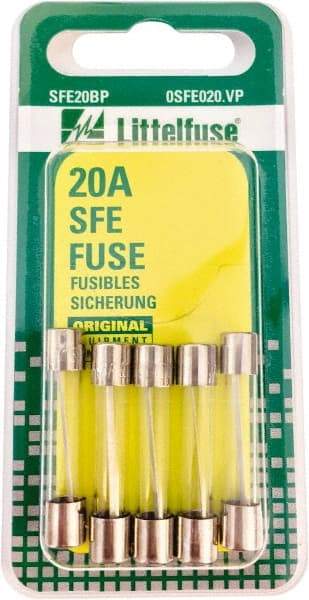 Value Collection - 32V AC/DC, 20 Amp, Fast-Acting Miniature Glass/Ceramic Fuse - 1-1/4" OAL, 1/4" Diam - Benchmark Tooling