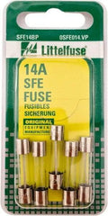 Value Collection - 32V AC/DC, 14 Amp, Fast-Acting Miniature Glass/Ceramic Fuse - 1-1/16" OAL, 1/4" Diam - Benchmark Tooling