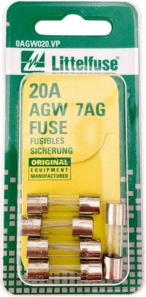 Value Collection - 32V AC/DC, 20 Amp, Fast-Acting Miniature Glass/Ceramic Fuse - 7/8" OAL, 1/4" Diam - Benchmark Tooling