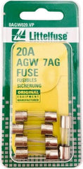 Value Collection - 32V AC/DC, 20 Amp, Fast-Acting Miniature Glass/Ceramic Fuse - 7/8" OAL, 1/4" Diam - Benchmark Tooling