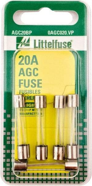 Value Collection - 32V AC/DC, 20 Amp, Fast-Acting Miniature Glass/Ceramic Fuse - 1-1/4" OAL, 1/4" Diam - Benchmark Tooling