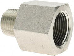 Parker - 1/2 Male Thread x 3/4 Female Thread, Steel Industrial Pipe Adapter - MNPTF x FNPTF, 4,000 psi - Benchmark Tooling
