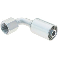 Parker - 3/4-16 Female JIC Steel Hydraulic Hose Female JIC Swivel & 90° Elbow - -8 Hose Size, 1/2" Hose Diam - Benchmark Tooling