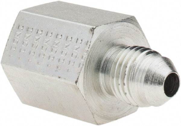 Parker - 1/4" Tube OD, 37° Steel Flared Tube Female Adapter - 1/4-18 NPTF, Flare x NPTF Ends - Benchmark Tooling