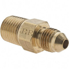 Parker - 1/4" Tube OD, 37° Brass Flared Tube Male Adapter - 1/4-18 NPTF, Flare x NPTF Ends - Benchmark Tooling
