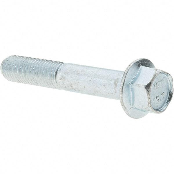 Value Collection - M10x1.50 Metric Coarse, 60mm Length Under Head, Hex Drive Flange Bolt - 35mm Thread Length, Grade 10.9 Alloy Steel, Smooth Flange, Zinc-Plated Finish - Benchmark Tooling