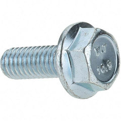 Value Collection - M6x1.00 Metric Coarse, 16mm Length Under Head, Hex Drive Flange Bolt - 16mm Thread Length, Grade 10.9 Alloy Steel, Smooth Flange, Zinc-Plated Finish - Benchmark Tooling