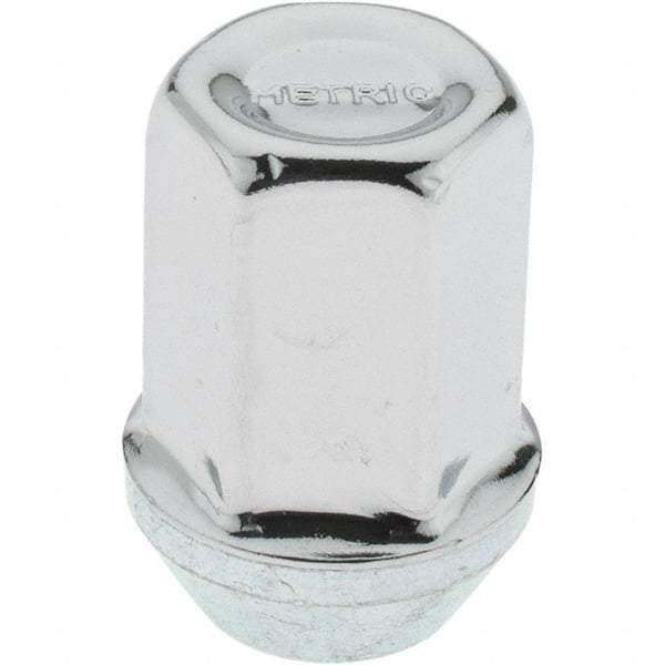 Value Collection - M12-1.5 Stainless Steel Finish Capped Wheel Nut - 19mm Hex, 32mm Overall Length, 60° Seat Angle - Benchmark Tooling