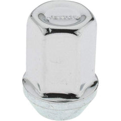 Value Collection - M12-1.5 Stainless Steel Finish Capped Wheel Nut - 19mm Hex, 32mm Overall Length, 60° Seat Angle - Benchmark Tooling