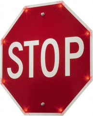 TAPCO - "Stop", 30" Wide x 30" High, Metal Stop & Yield Signs - White on Red, Diamond Grade Reflectivity, Octagon, Post Mount - Benchmark Tooling