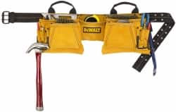 DeWALT - 29 to 46" Waist Apron - 12 Pocket, Yellow, Leather - Benchmark Tooling