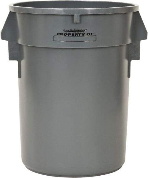 PRO-SOURCE - 32 Gal Round Trash Can - 31-3/4 Inch High, Gray, Polyethylene, Vented Rib Style, USDA Approved - Benchmark Tooling