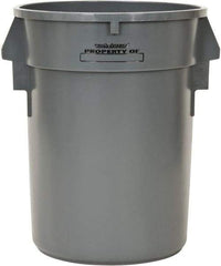 PRO-SOURCE - 32 Gal Round Trash Can - 31-3/4 Inch High, Gray, Polyethylene, Vented Rib Style, USDA Approved - Benchmark Tooling