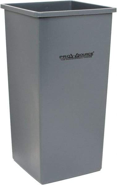 PRO-SOURCE - 32 Gal Gray Square Trash Can - Polyethylene, 31-3/4" High - Benchmark Tooling