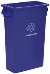 PRO-SOURCE - 23 Gal Blue Rectangle Recycling Container - Polyethylene, 15" High x 11" Long x 23" Wide - Benchmark Tooling