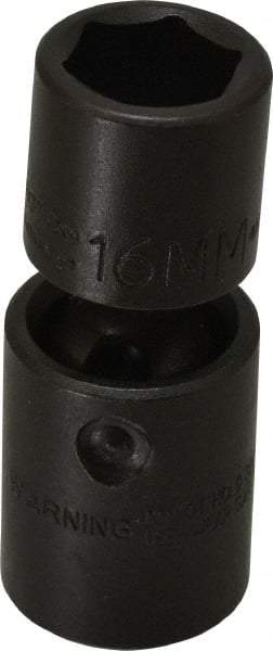 Proto - 1/2" Drive 16mm Standard Universal Impact Socket - 6 Points, 2-11/16" OAL - Benchmark Tooling