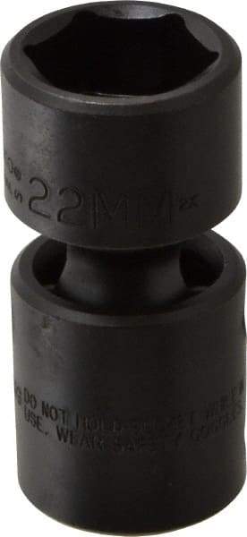 Proto - 1/2" Drive 22mm Standard Universal Impact Socket - 6 Points, 2-19/32" OAL - Benchmark Tooling