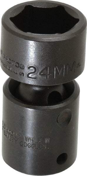 Proto - 1/2" Drive 24mm Standard Universal Impact Socket - 6 Points, 2-11/16" OAL - Benchmark Tooling