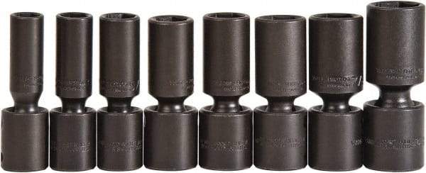 Proto - 8 Piece 1/2" Drive Deep Impact Socket Set - 6 Points, 1/2 to 15/16", Inch Measurement Standard - Benchmark Tooling