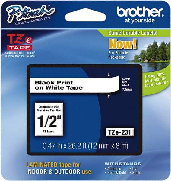 Brother - 1/2" Wide, White Label Tape - For Label Maker - Benchmark Tooling