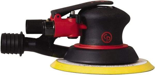 Chicago Pneumatic - 12,000 OPM, 16 CFM Air Consumption, 90 psi Air Pressure, Palm Air Orbital Sander - Round Pad, Hook & Loop Backing, 1/4" Inlet - Benchmark Tooling