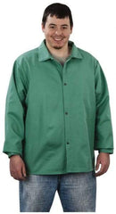 Steel Grip - Size XL Welding & Flame Resistant/Retardant Jacket - Green, Cotton, Snaps Closure, 48 to 50" Chest - Benchmark Tooling