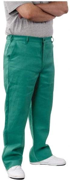 PRO-SAFE - Cotton Flame Resistant/Retardant Pants - Zipper Closure, 3 Pockets, 32" Waist, 32" Inseam, Green - Benchmark Tooling