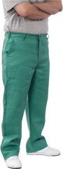 PRO-SAFE - Cotton Flame Resistant/Retardant Pants - Zipper Closure, 3 Pockets, 38" Waist, 32" Inseam, Green - Benchmark Tooling