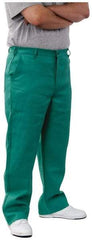 PRO-SAFE - Cotton Flame Resistant/Retardant Pants - Zipper Closure, 3 Pockets, 40" Waist, 32" Inseam, Green - Benchmark Tooling