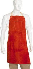 PRO-SAFE - 24 x 36" Flame Resistant/Retardant Bib Apron - Split Leather, 11 oz Material, Gray, 0 Pockets - Benchmark Tooling