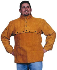 PRO-SAFE - Size L, 42-44" Chest, Flame Resistant, Cape Sleeve with Bib - Split Leather, Bright Gold - Benchmark Tooling