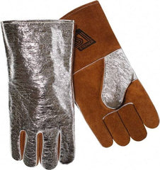 Steiner - Size Universal Wool Lined Aluminized Leather Welding Glove - 14" OAL, Gauntlet Cuff, For General Welding - Benchmark Tooling