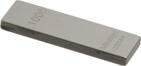 Mitutoyo - 0.1006" Rectangular Steel Gage Block - Accuracy Grade 0, Includes Certificate of Inspection - Benchmark Tooling