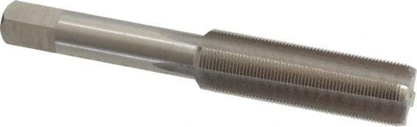 Interstate - 1/2-36 UNS 3B 4 Flute Bright Finish High Speed Steel Straight Flute Standard Hand Tap - Bottoming, Right Hand Thread, 3-3/8" OAL, 1-21/32" Thread Length, H3 Limit, Oversize - Benchmark Tooling